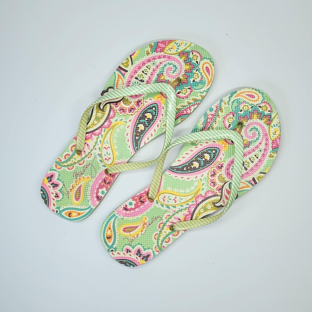Vera Bradley Sandals Womens Size 9/10 L Multicolor Paisley Flip Flops Casual
